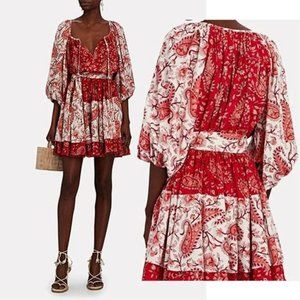 Charina Sarte Paisley Pull Over Casual Mini Dress Women's Red Size: S NWT